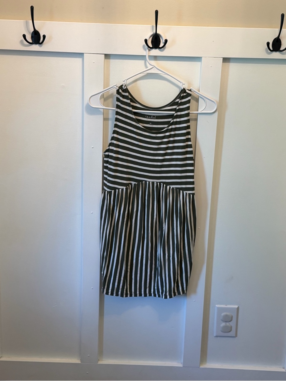 *MATERNITY* Olive Green and White Striped Women’s Tank Top